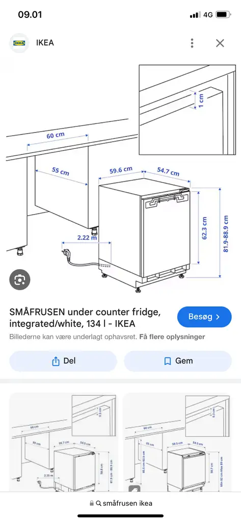 Óútpakkað og spildurnýtt køliskáp frá IKEA til sølu (skal innbyggjast) - Image 2